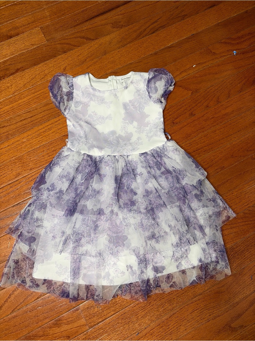 Haute Hippie Kids Purple White Floral Tulle Tiered Special Occasion Dress Size 4